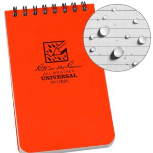 Rite in the Rain OR35 Pocket Sized Notebook, Universal Pattern Sheet, 3 x 5 in Sheet, 50-Sheet, Gray Sheet