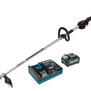 Makita GRU01M1 Cordless String Trimmer Kit, Battery Included, 4 Ah, 40 V, Lithium-Ion, 3-Speed, Adjustable, Loop Handle
