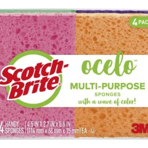 Scotch-Brite 7100266373 Multi-Purpose Cleaning Sponge, 4.7 in L, 3 in W, 0.6 in Thick, Cellulose