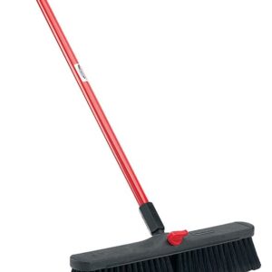 Libman 800 Smooth Surface Push Broom, 19-1/2 in Sweep Face, 3 in L Trim, Recycled PET Bristle, 64 in L, Bolt, Black/Red
