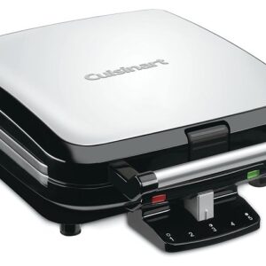 Cuisinart WAF-150P1 Belgian Waffle Maker, 1 in D Waffle, 4 -Waffle, 120 V, 1650 W, Slide Control, Black