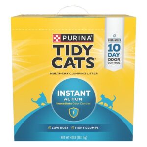 Tidy Cats Instant Action 7023010712 Cat Litter, 40 lb Capacity, Gray/Tan, Granular Jug