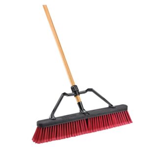 Libman 1292 Push Broom, 4 in L Trim, 65 in L, Wood Handle