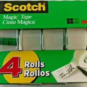 Scotch Magic 3105 Transparent Tape, 300 in L, 3/4 in W, Plastic Backing