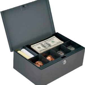 ProSource TS814-3L Cash Box, 11-1/2 L x 7-5/8 W x 4-3/8 H in Exterior, Keyed Lock, 6-Compartment
