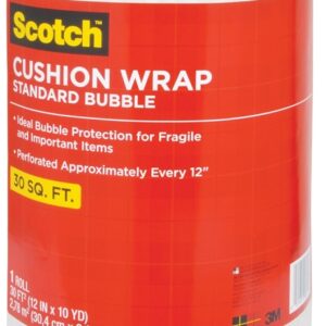 Scotch 7929 Cushion Wrap, 30 ft L, 12 in W, Nylon/Polyethylene, Clear