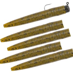Matzuo America 5718-0513 Ned Style Rigs, 3 in Worm, 5-Hook, Green Pumpkin Lure