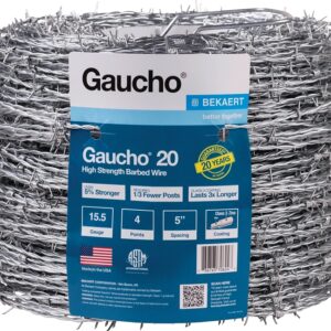 Gaucho 118293 Barbed Wire, 1320 ft L, 15-1/2 Gauge, Round Barb, 5 in Points Spacing