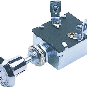 Calterm 42200 Push/Pull Switch, 15 A, 12 VDC, Screw Terminal, Nickel Housing Material, Chrome