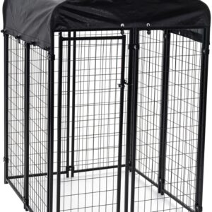 Lucky Dog CL 60544 Kennel, 4 ft OAL, 4 ft OAW, 6 ft OAH, Steel, Powder-Coated, Black