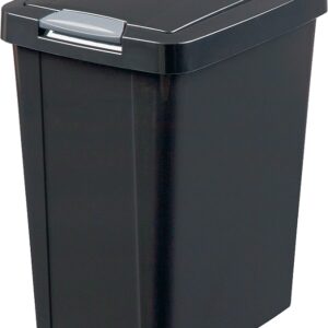 Sterilite TouchTop 10439004 Waste Basket, 7.5 gal Capacity, Black, 17-3/4 in H