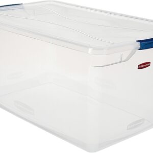 Rubbermaid Clever Store RMCC950001 Storage Container, Plastic, Clear Blue, 29 in L, 18 in W, 13.3 in H
