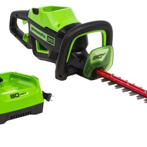 Greenworks 2203902 Hedge Trimmer, Battery Included, 2 Ah, 80 V, 3/4 in Cutting Capacity, 26 in Blade, Rear Handle