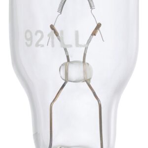 Peak 921LL-BPP Miniature Automotive Bulb, 12.8 V, 18 W, Incandescent Lamp, Wedge, Clear