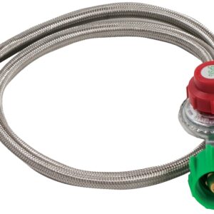 Bayou Classic M5HPR Hose and Regulator, 1/8 in Connection, 36 in L Hose, Stainless Steel