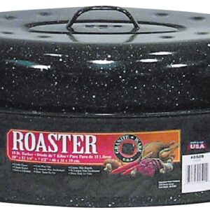 Granite Ware F0509-2 Roaster, 15 lb Capacity, Porcelain/Steel, Black, Dark Enamel, 18 in L, 12-1/4 in W, 7-1/2 in H