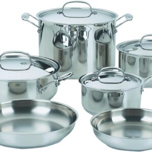 Cuisinart Chef's Classic 77-10 Cookware Set, Stainless Steel, Polished Mirror, 10-Piece