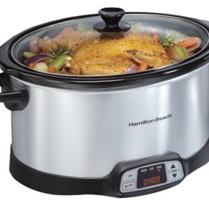 Hamilton Beach 33480 Programmable Countdown Slow Cooker, 8 qt Capacity, 120 V, 375 W, Touch Pad Control, Stoneware