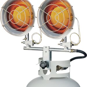 Dura Heat TT30D/CSA Double Tank Top Heater, 20 lb Fuel Tank, Liquid Propane, 18000/24000/30000 Btu, Silver