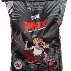 Jealous Devil JDMAX20LBS Extra Large Charcoal Briquette, Hardwood, 20 lb, Bag