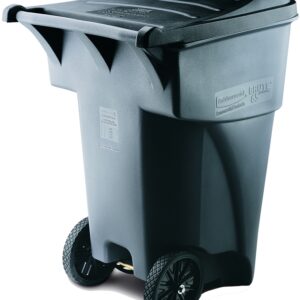 Rubbermaid FG9W2200GRAY Rollout Container, 95 gal Capacity, Polyethylene, Gray, Lift Up Closure