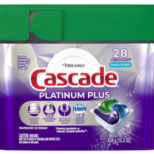 Cascade Platinum Plus ActionPacs Series 80798637 Dishwasher Detergent, 14.7 oz Box, Pod, Fresh