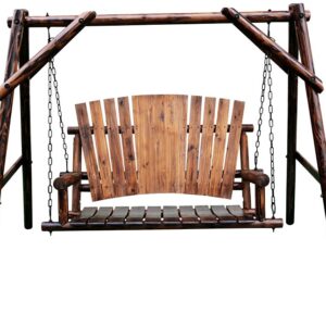 Leigh Country Char-Log Series TX 94080 Porch Swing, 86.6 in OAW, 48.43 in OAD, 67.9 in OAH