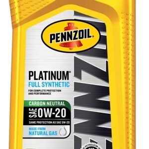 Pennzoil Platinum 550036541 Motor Oil, 0W-20, 32 oz Bottle