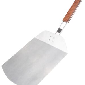 Omaha BBQ-37240B Pizza Spatula, 9-1/2 in W Blade, 1.0 mm, Stainless Steel Blade, Stainless Steel, Wood Handle