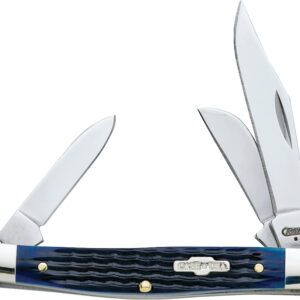 Case 02806 Folding Pocket Knife, 2.42 in Clip, 1.58 in Sheep Foot, 1.57 in Pen L Blade, 3-Blade, Blue Handle
