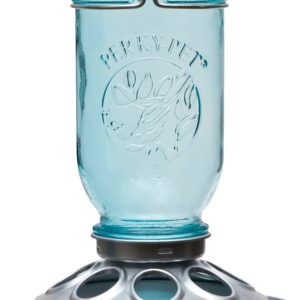 Perky-Pet 784 Wild Bird Feeder, Mason Jar, 1 lb, Vintage Blue, Hanging Mounting