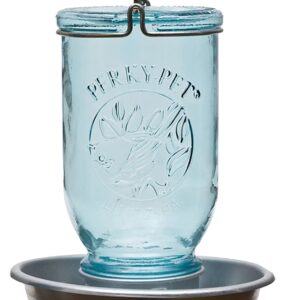 Perky-Pet 783 Wild Bird Waterer, Mason Jar, 32 oz Volume, Glass/Metal, Antique Blue