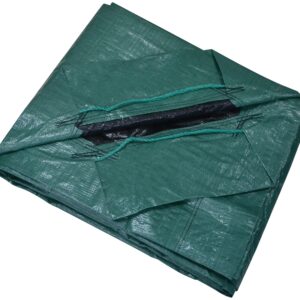 ProSource Y0909GG140 Yard Tarp with Drawstring, 9 ft L, 9 ft W, 8 mil Thick, Polyethylene, Green/Black
