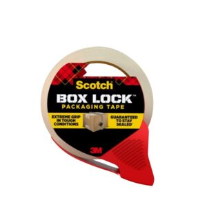 Scotch Box Lock 3950-RD-12WC Packaging Tape, 54.6 yd L, 1.88 in W, Polypropylene Backing, Clear
